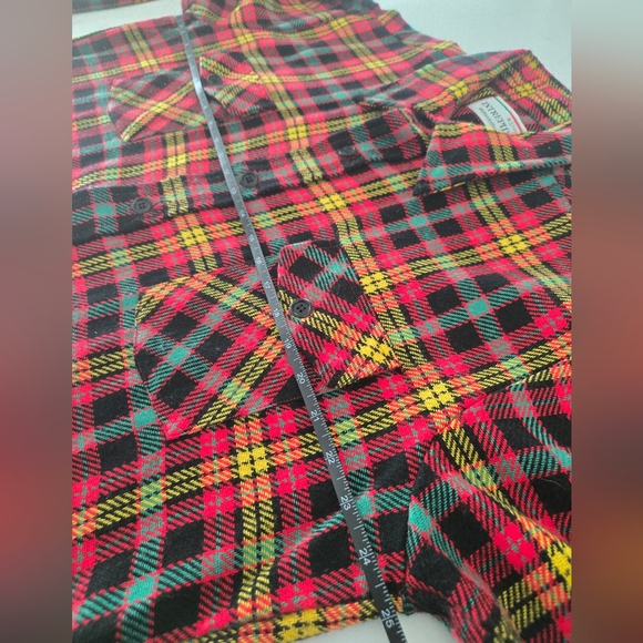 Vintage Intrepid Manhattan Plaid Flannel Shirt - Red, Yellow, Black, Green, Sz L - Picture 5 of 5
